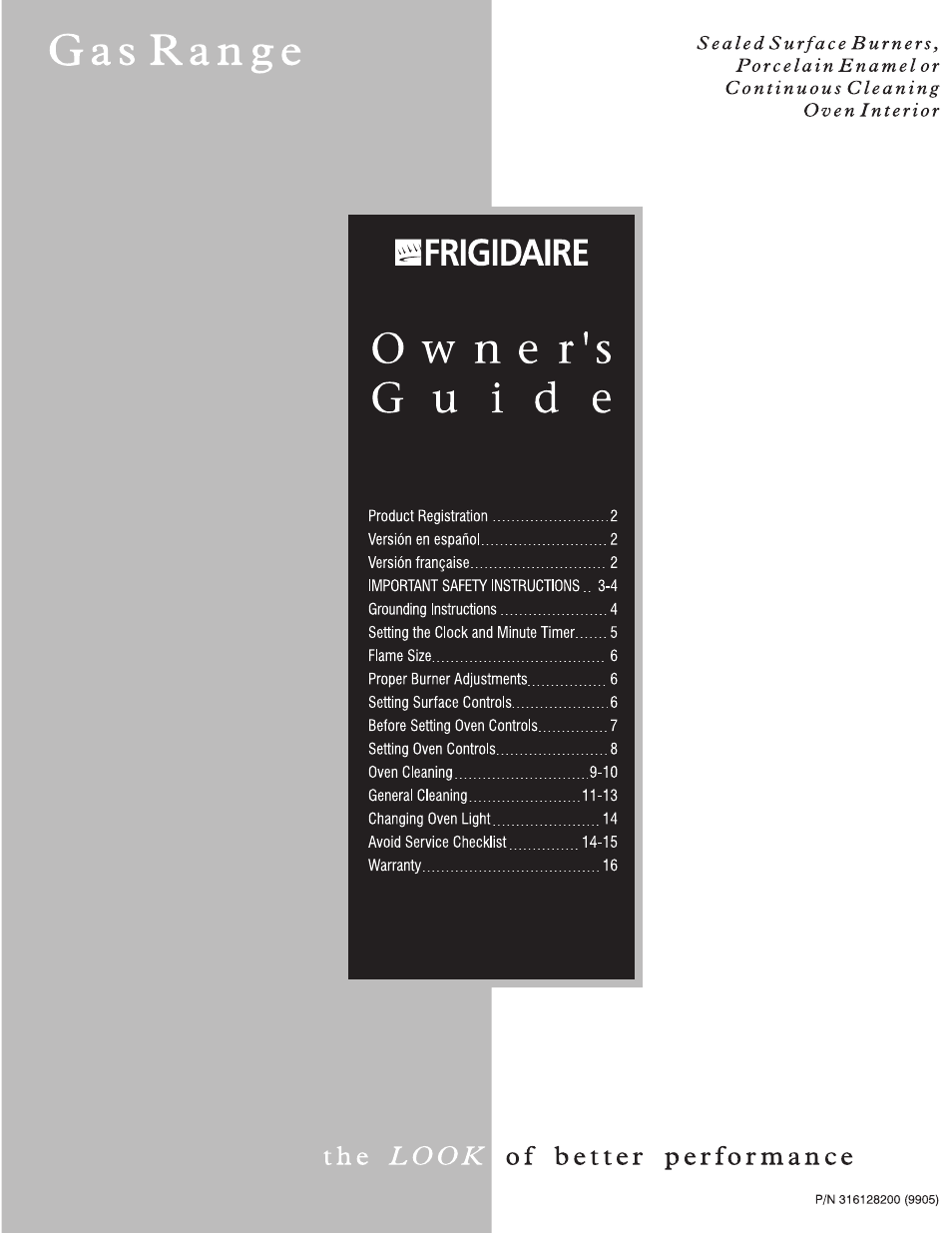 FRIGIDAIRE 316000291 (9902) User Manual | 16 pages