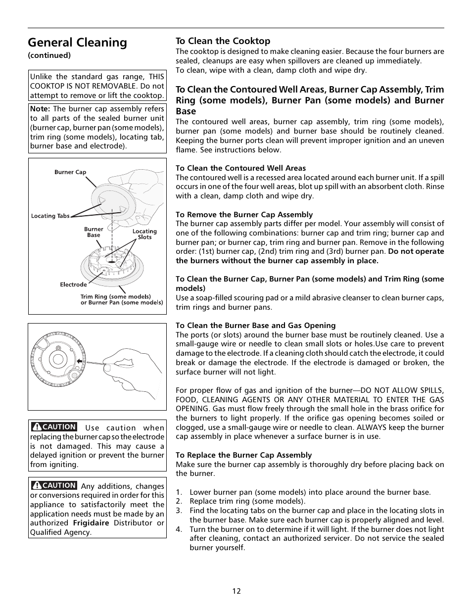 General cleaning | FRIGIDAIRE 316000291 (9902) User Manual | Page 12 / 16