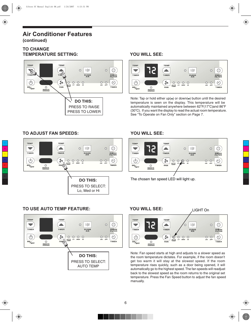 Air conditioner features, Do this | FRIGIDAIRE 220213A196 User Manual | Page 6 / 12