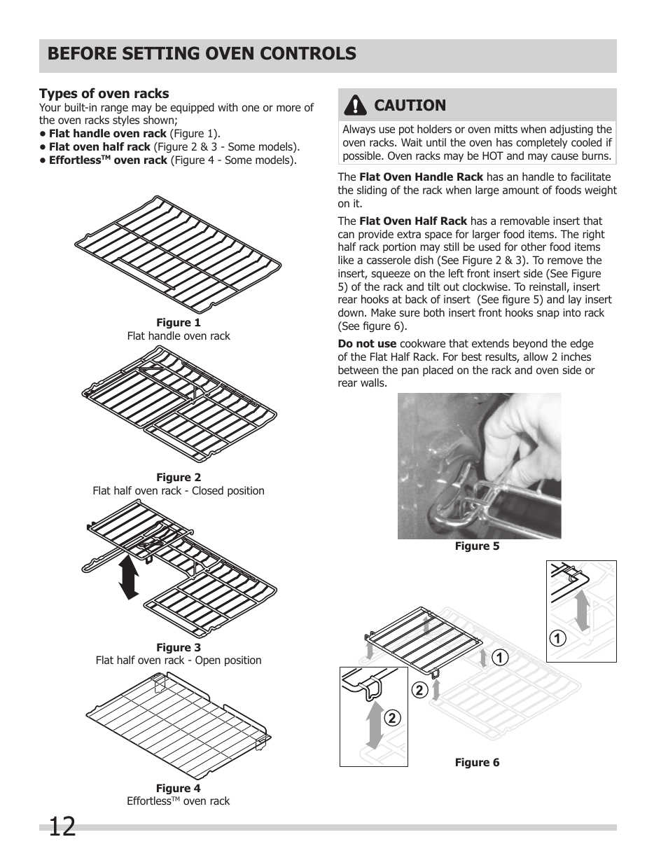 Before setting oven controls, Caution | FRIGIDAIRE 318205854 User Manual | Page 12 / 38