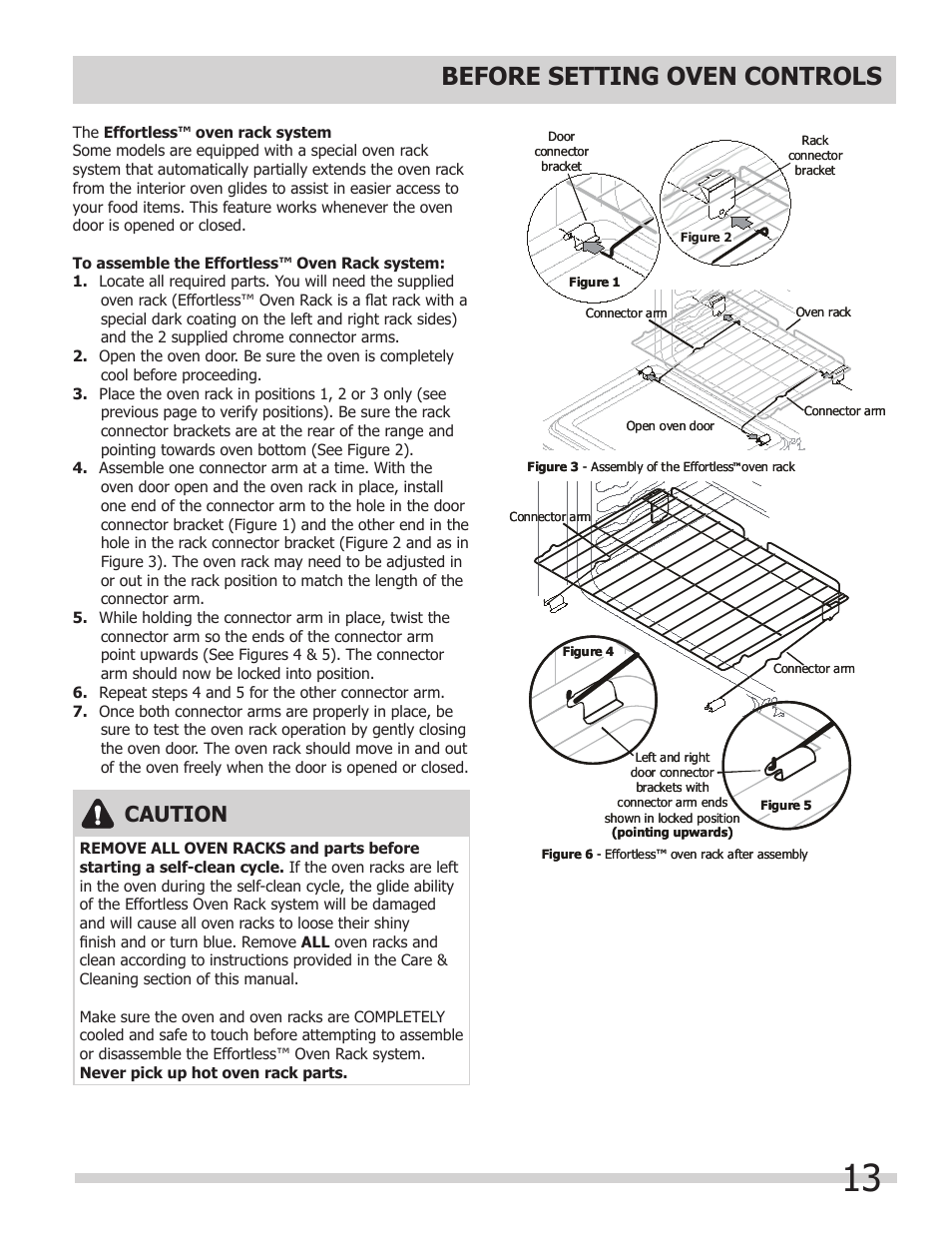 Before setting oven controls, Caution | FRIGIDAIRE 318205854 User Manual | Page 13 / 38