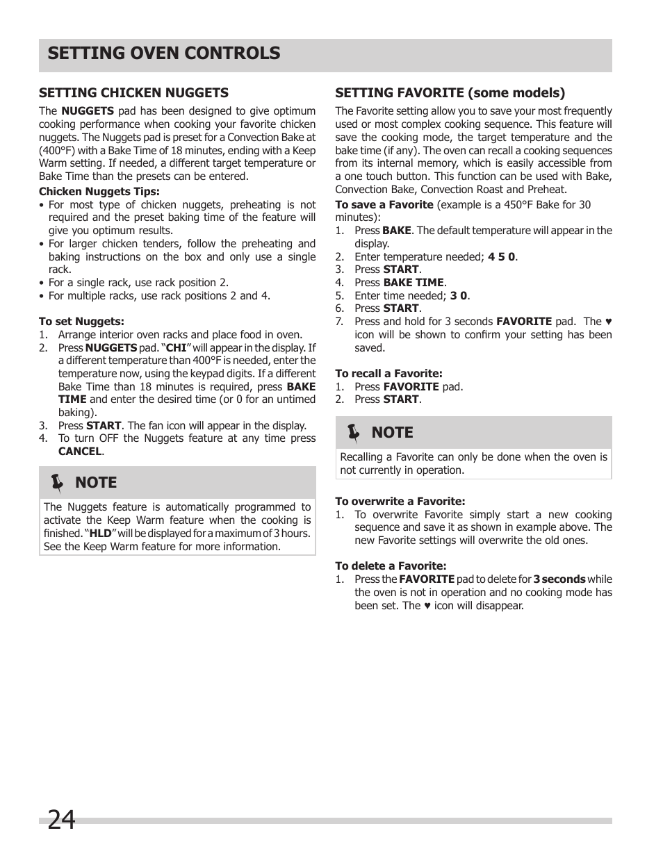 Setting oven controls | FRIGIDAIRE 318205854 User Manual | Page 24 / 38