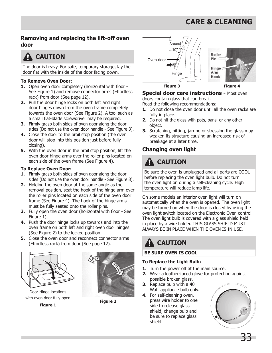 Care & cleaning, Caution | FRIGIDAIRE 318205854 User Manual | Page 33 / 38