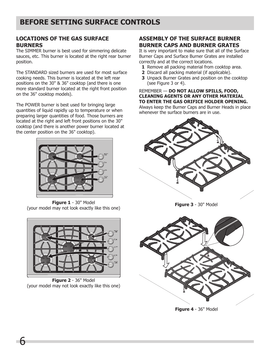 Before setting surface controls | FRIGIDAIRE 318203658 User Manual | Page 6 / 12