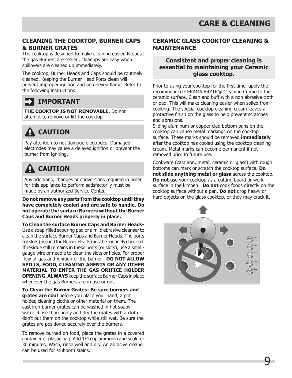 Care & cleaning, Important, Caution | FRIGIDAIRE 318203658 User Manual | Page 9 / 12