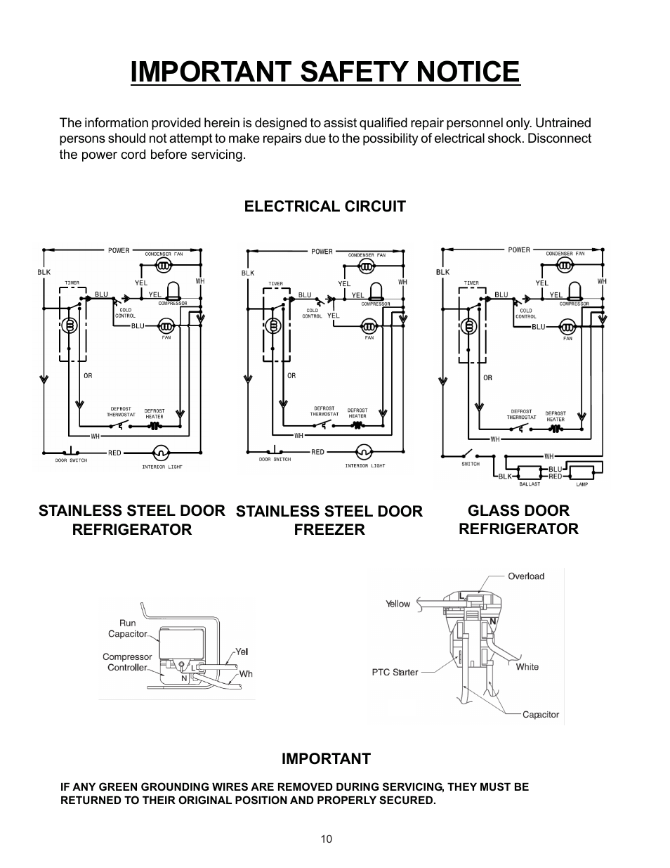 Important safety notice | FRIGIDAIRE GLASS DOOR REFRIGERATOR User Manual | Page 10 / 11