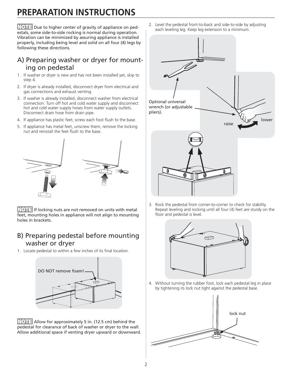 Preparation instructions | FRIGIDAIRE 137147600 B (0906) User Manual | Page 2 / 20