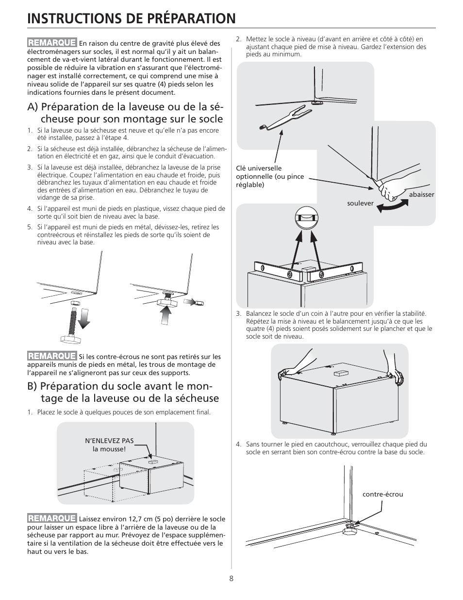 Instructions de préparation | FRIGIDAIRE 137147600 B (0906) User Manual | Page 8 / 20