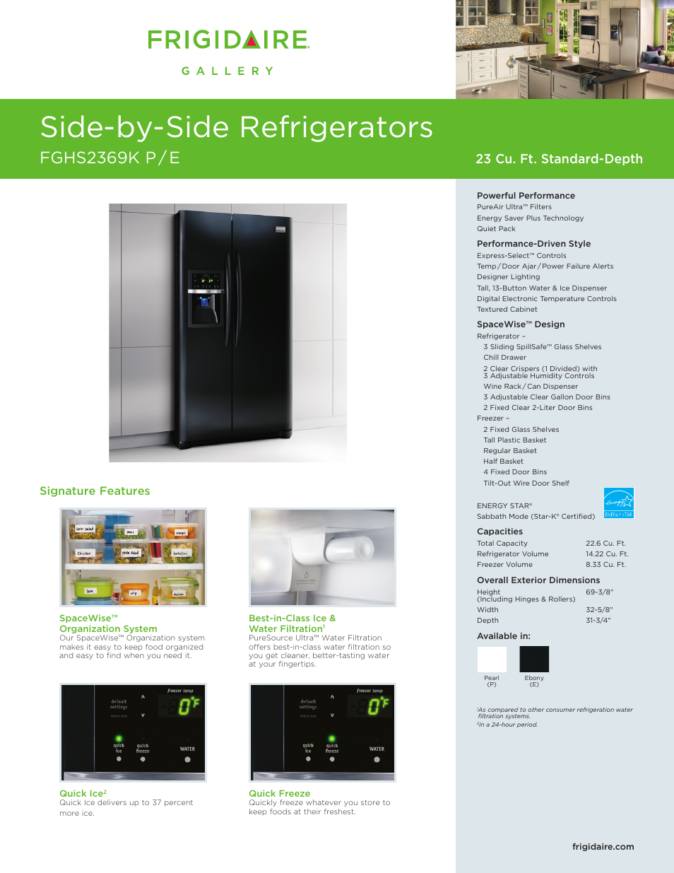 FRIGIDAIRE FGHS2369K P/E User Manual | 2 pages