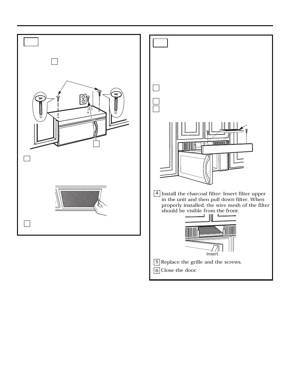 Installation instructions, Mount the microwave oven (cont.), C4. 22 | C5. installing or change the charcoal filter | FRIGIDAIRE 316495063 User Manual | Page 22 / 24