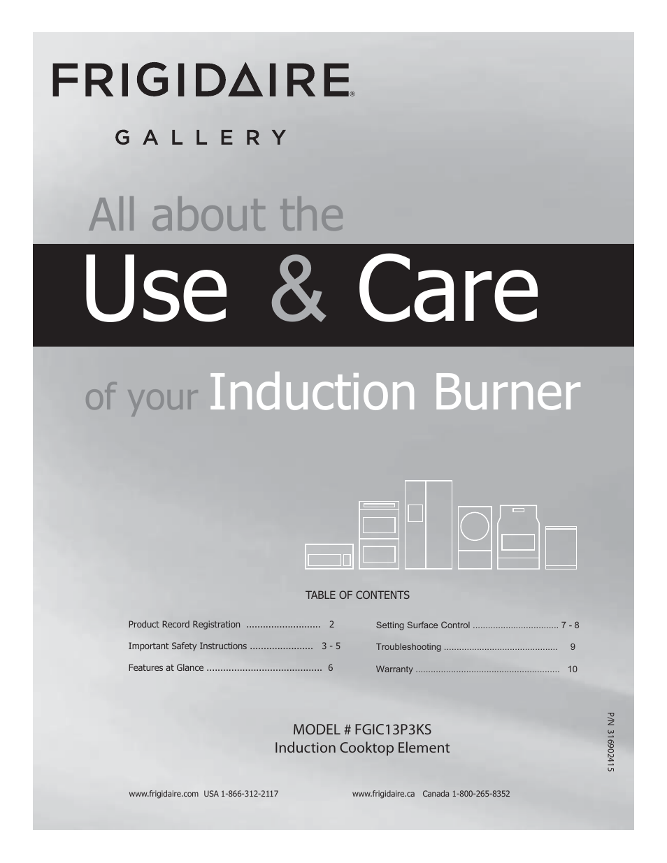 FRIGIDAIRE FGIC13P3KS User Manual | 10 pages