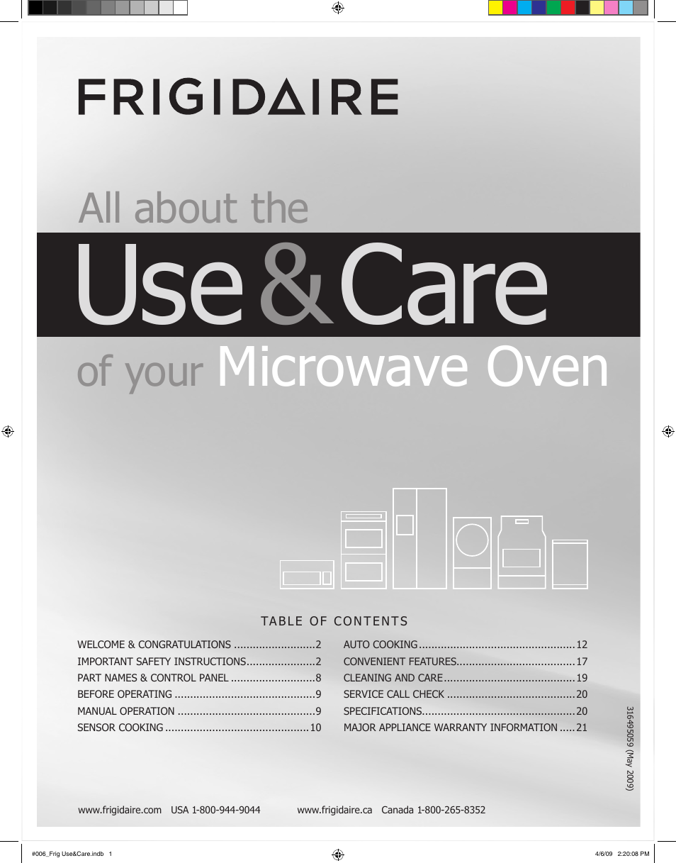 FRIGIDAIRE 316495059 User Manual | 21 pages