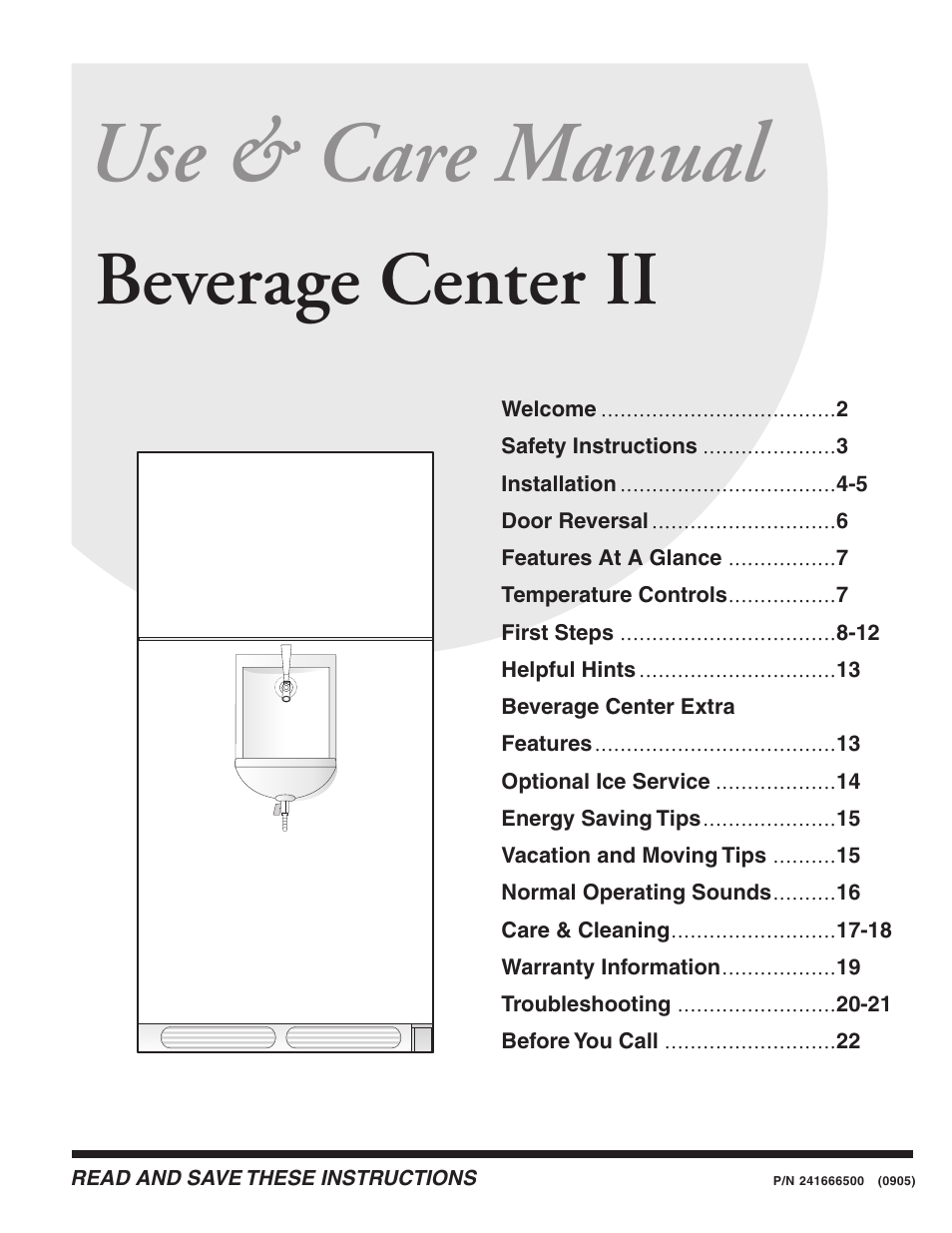 FRIGIDAIRE 241666500 User Manual | 22 pages