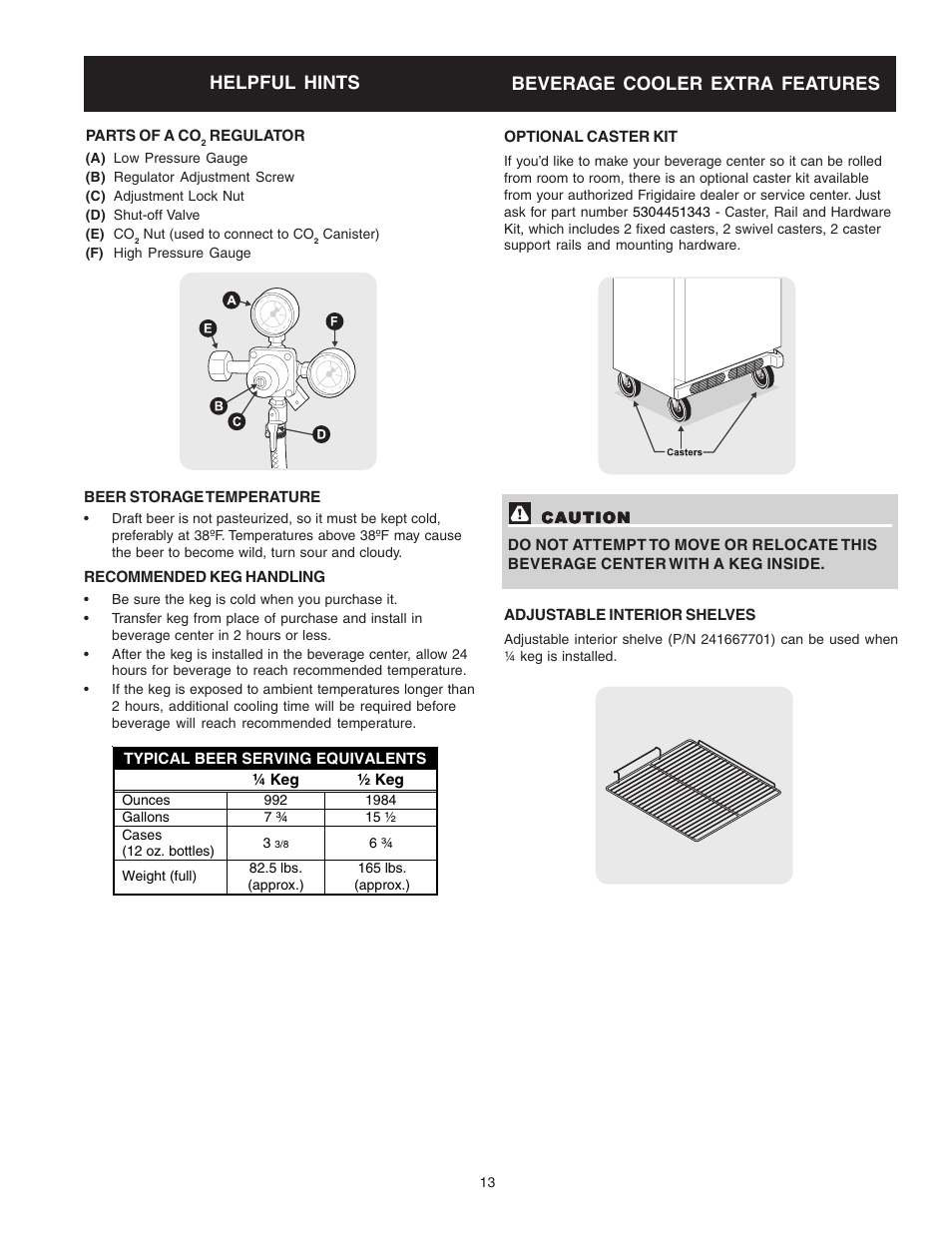 Helpful hints beverage cooler extra features | FRIGIDAIRE 241666500 User Manual | Page 13 / 22