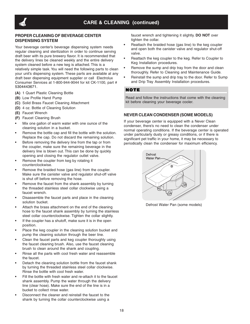 Care & cleaning (continued) | FRIGIDAIRE 241666500 User Manual | Page 18 / 22
