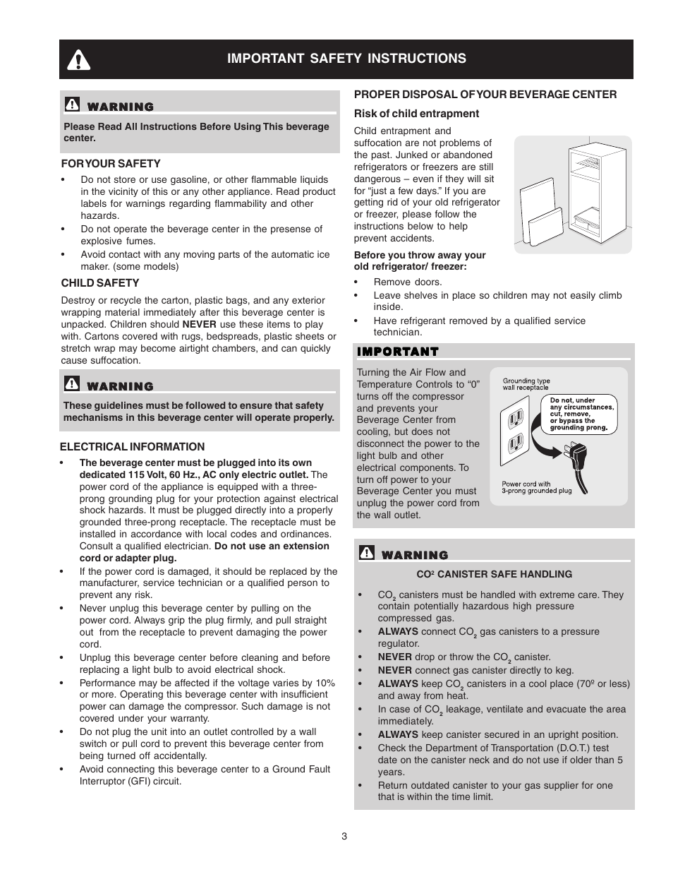 Important safety instructions | FRIGIDAIRE 241666500 User Manual | Page 3 / 22