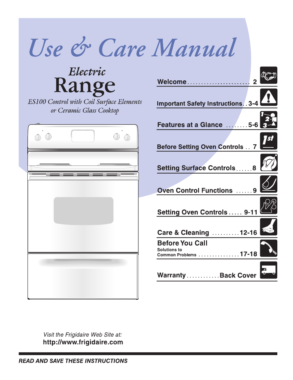 FRIGIDAIRE BS100 User Manual | 20 pages