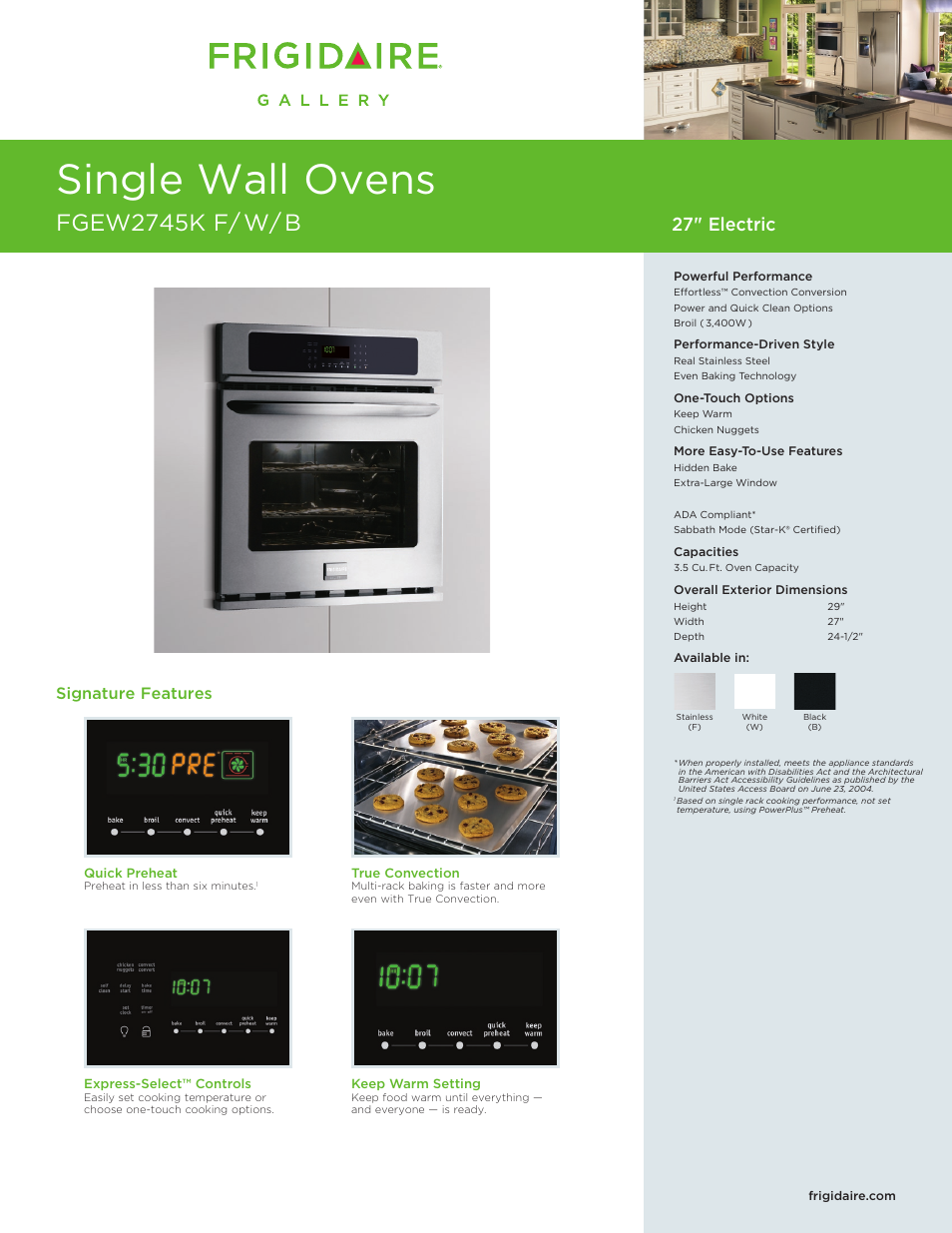 FRIGIDAIRE FGEW2745K User Manual | 6 pages