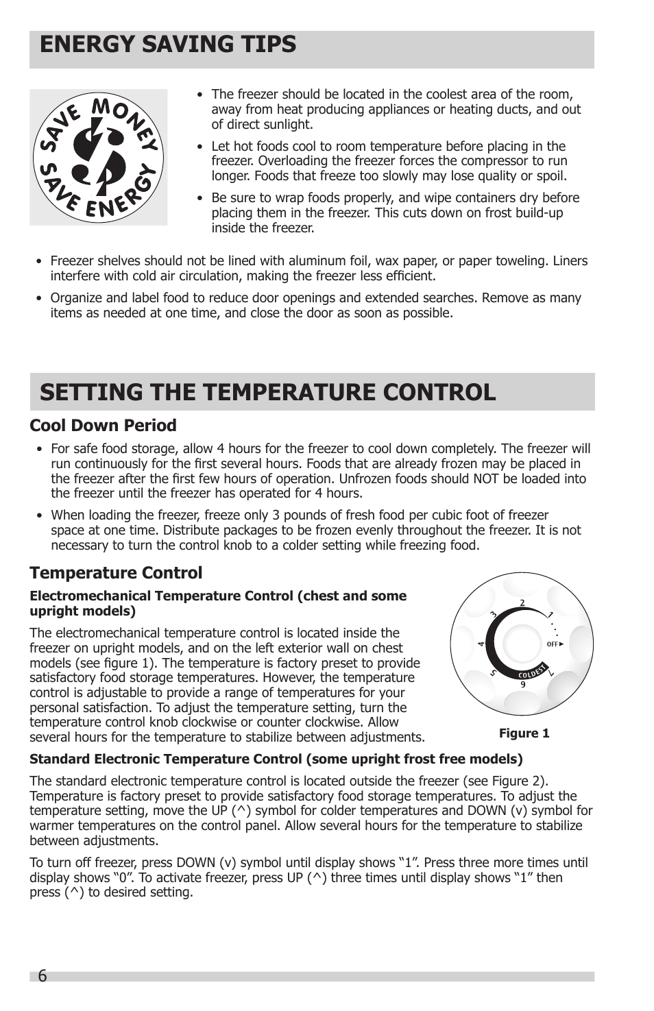 Energy saving tips setting the temperature control, Cool down period, Temperature control | FRIGIDAIRE 297281400 User Manual | Page 6 / 14