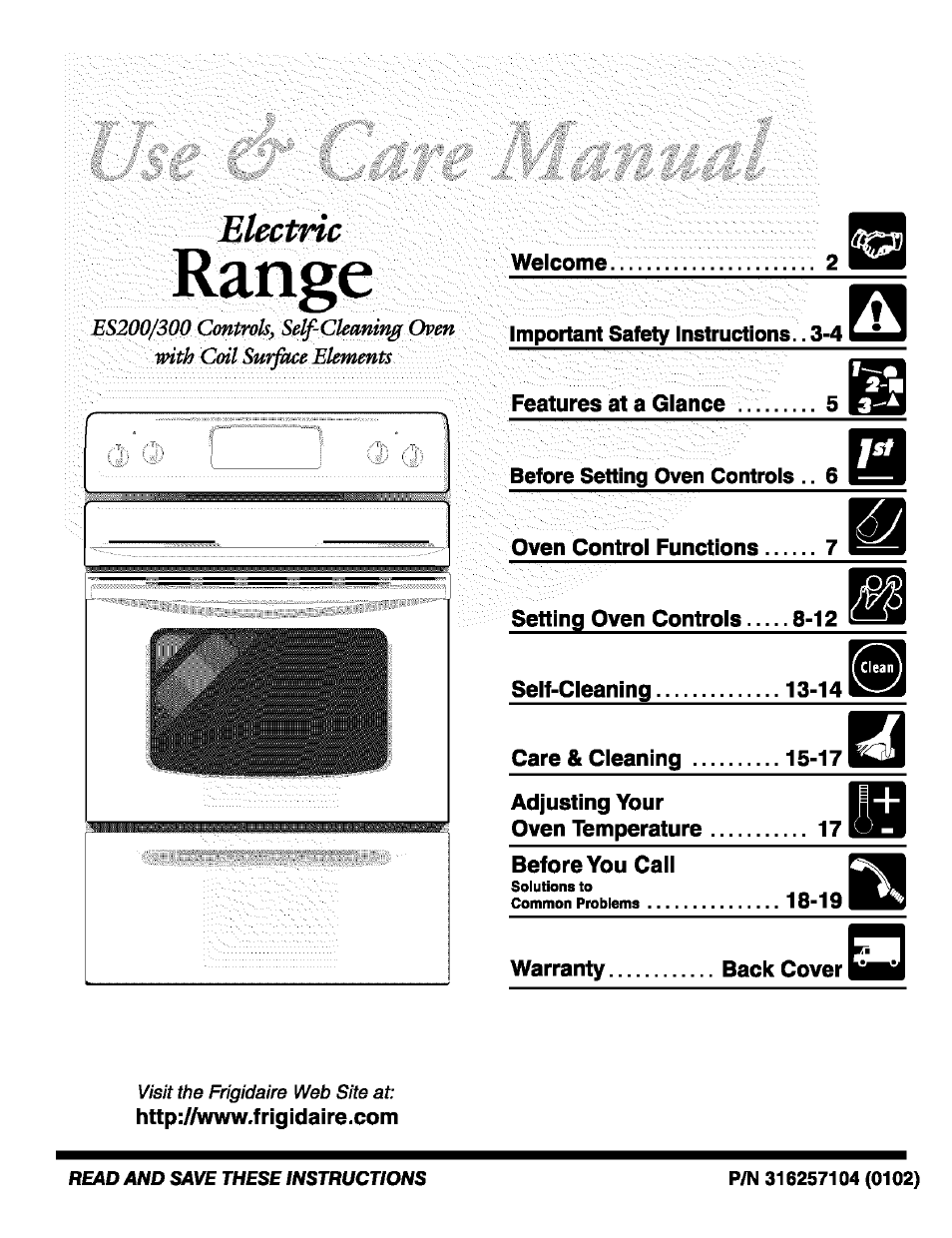 FRIGIDAIRE ES200/300 User Manual | 20 pages