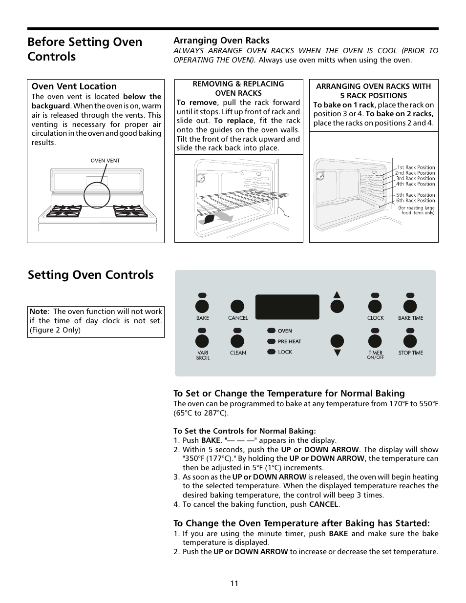 Before setting oven controls, Setting oven controls, Setting oven controls -13 | FRIGIDAIRE 316000641 User Manual | Page 11 / 25