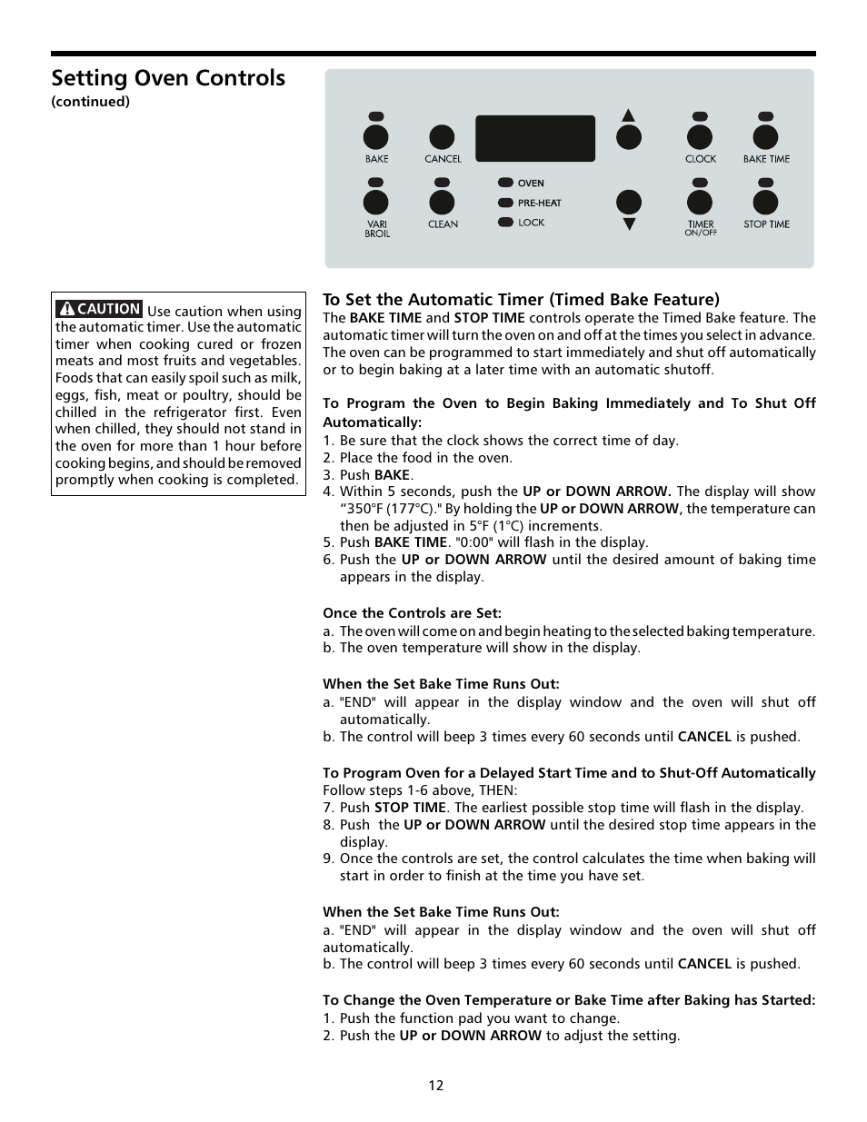 Setting oven controls | FRIGIDAIRE 316000641 User Manual | Page 12 / 25