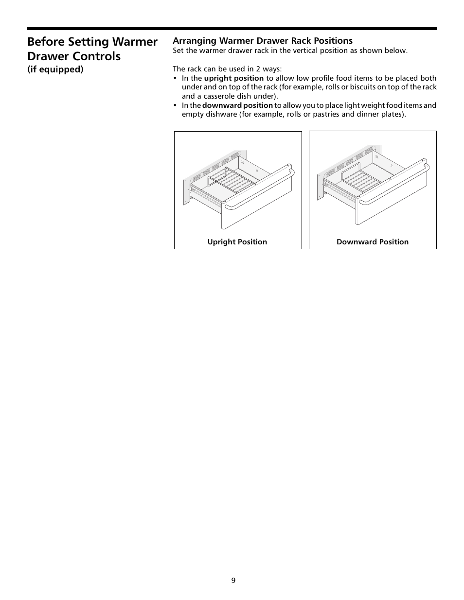 Before setting warmer drawer controls | FRIGIDAIRE 316000641 User Manual | Page 9 / 25