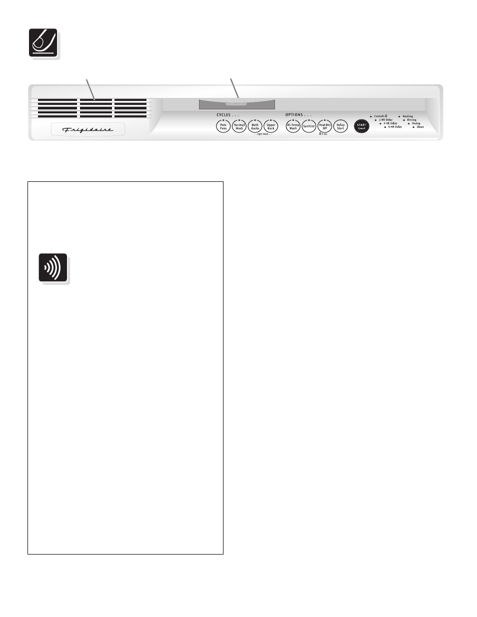 Operating instructions, Wash cycle selections, Getting started | Very important information, Normal operating sounds, Read before operating your dishwasher | FRIGIDAIRE 950 Series User Manual | Page 4 / 16