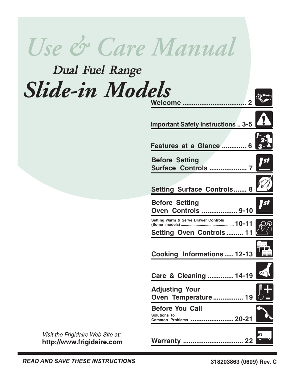 FRIGIDAIRE 318203863 User Manual | 22 pages