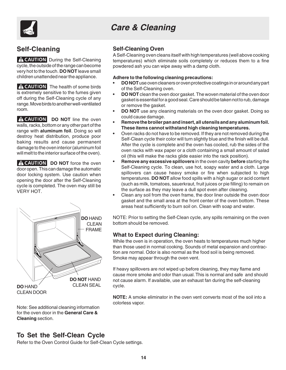 Care & cleaning, Self-cleaning | FRIGIDAIRE 318203863 User Manual | Page 14 / 22
