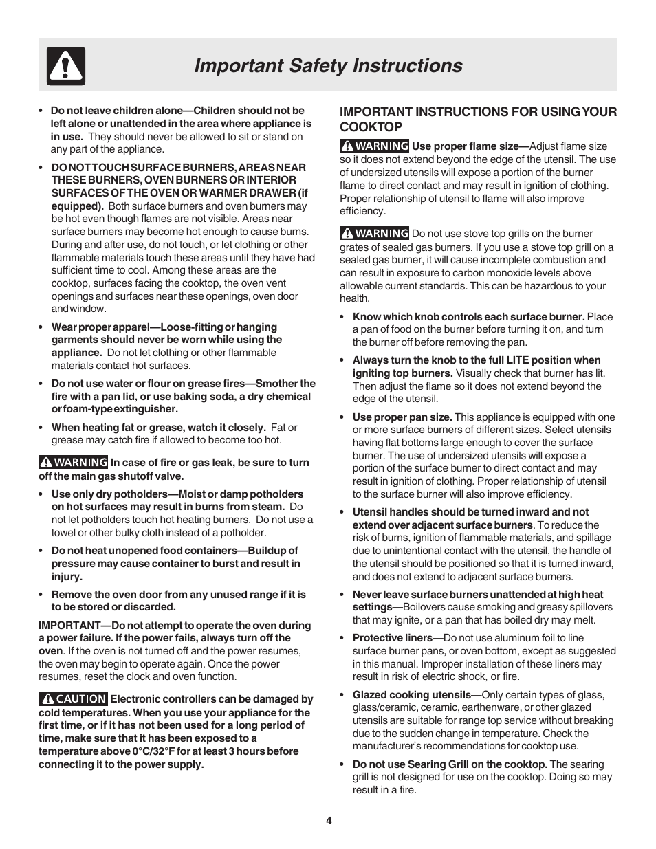 Important safety instructions | FRIGIDAIRE 318203863 User Manual | Page 4 / 22