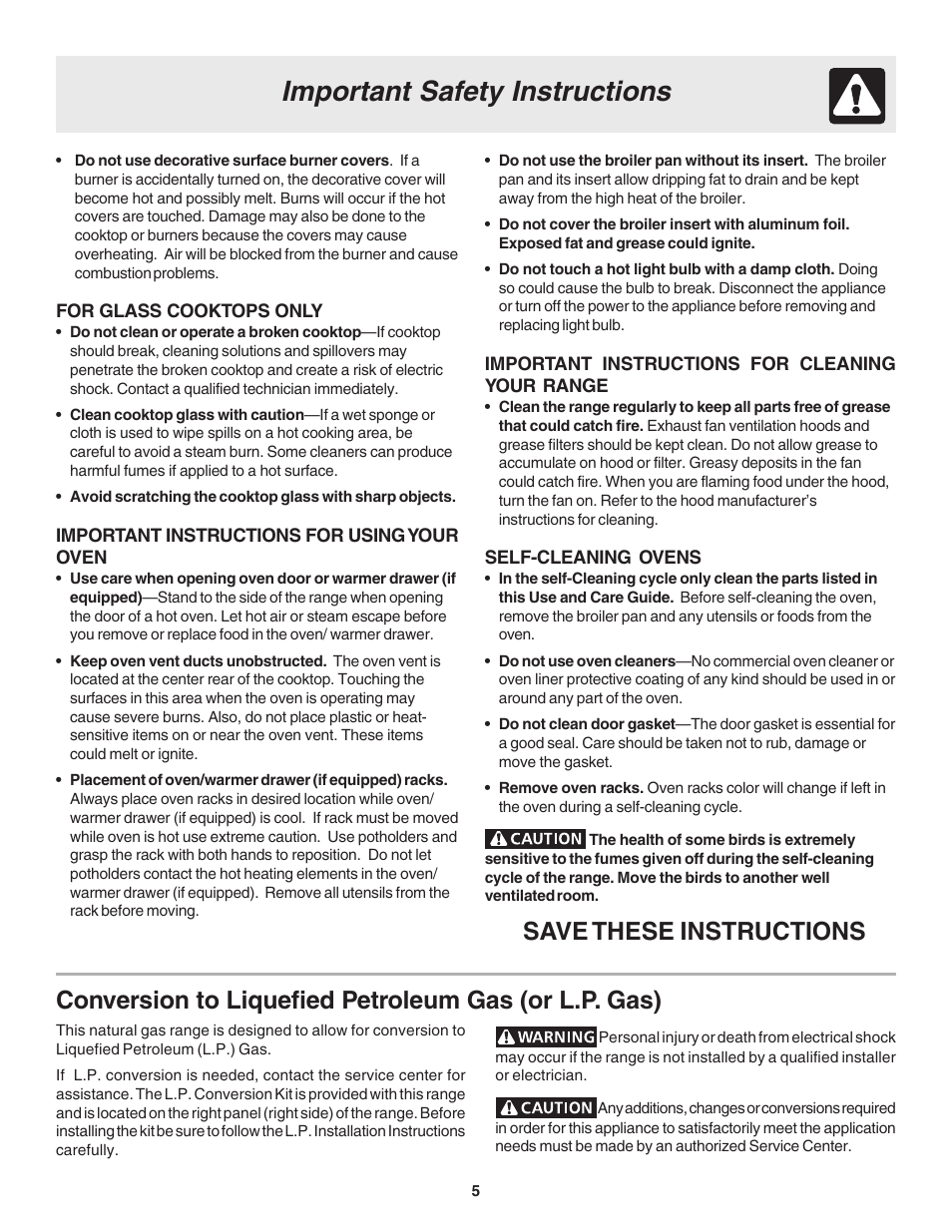 Important safety instructions | FRIGIDAIRE 318203863 User Manual | Page 5 / 22
