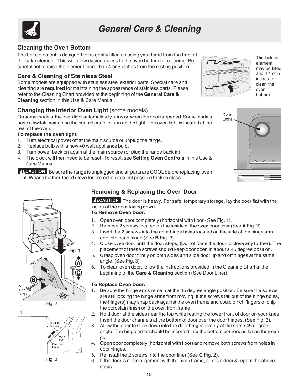 General care & cleaning | FRIGIDAIRE 316417024 User Manual | Page 10 / 12