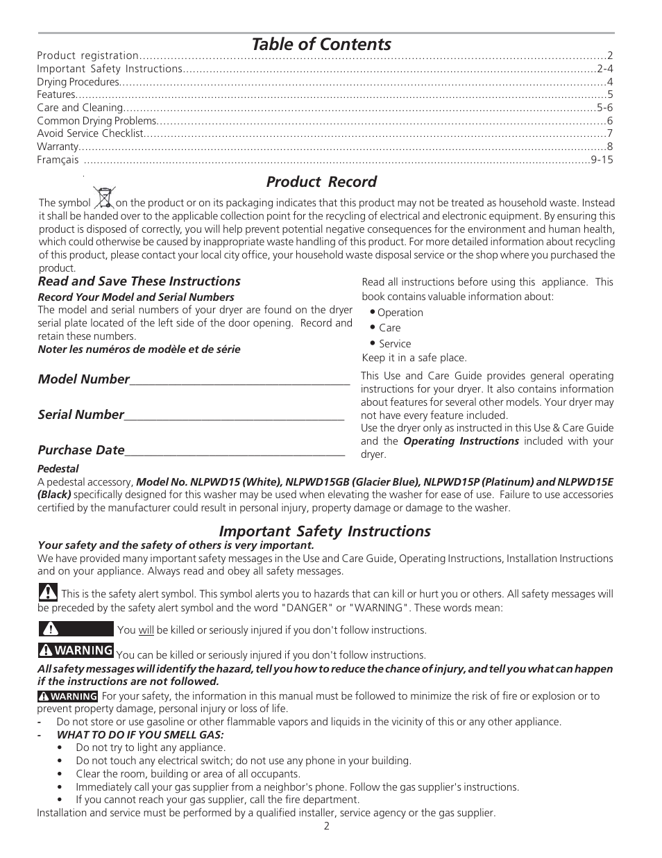 FRIGIDAIRE 134674500B User Manual | Page 2 / 8