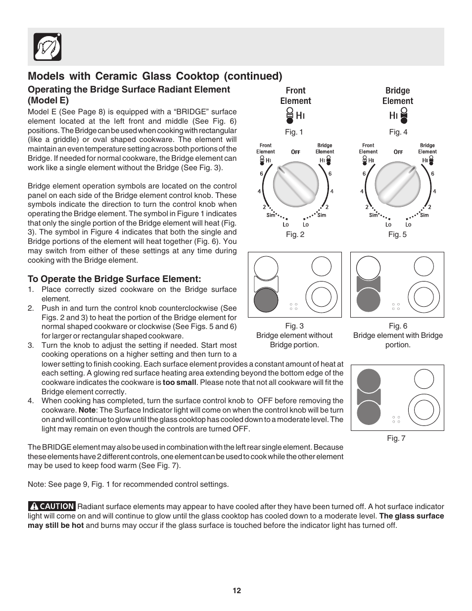 Models with ceramic glass cooktop (continued) | FRIGIDAIRE 318203860 User Manual | Page 12 / 30