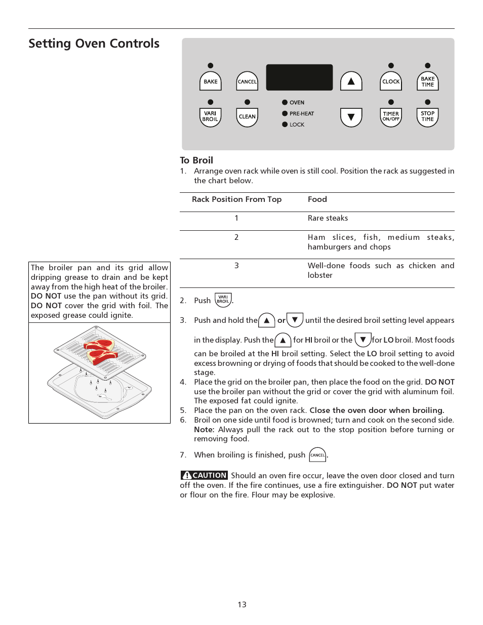 Setting oven controls | FRIGIDAIRE 316135914 User Manual | Page 13 / 24