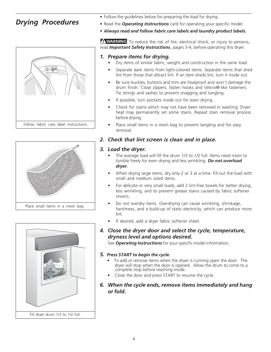 Drying procedures | FRIGIDAIRE 134508100A User Manual | Page 4 / 10