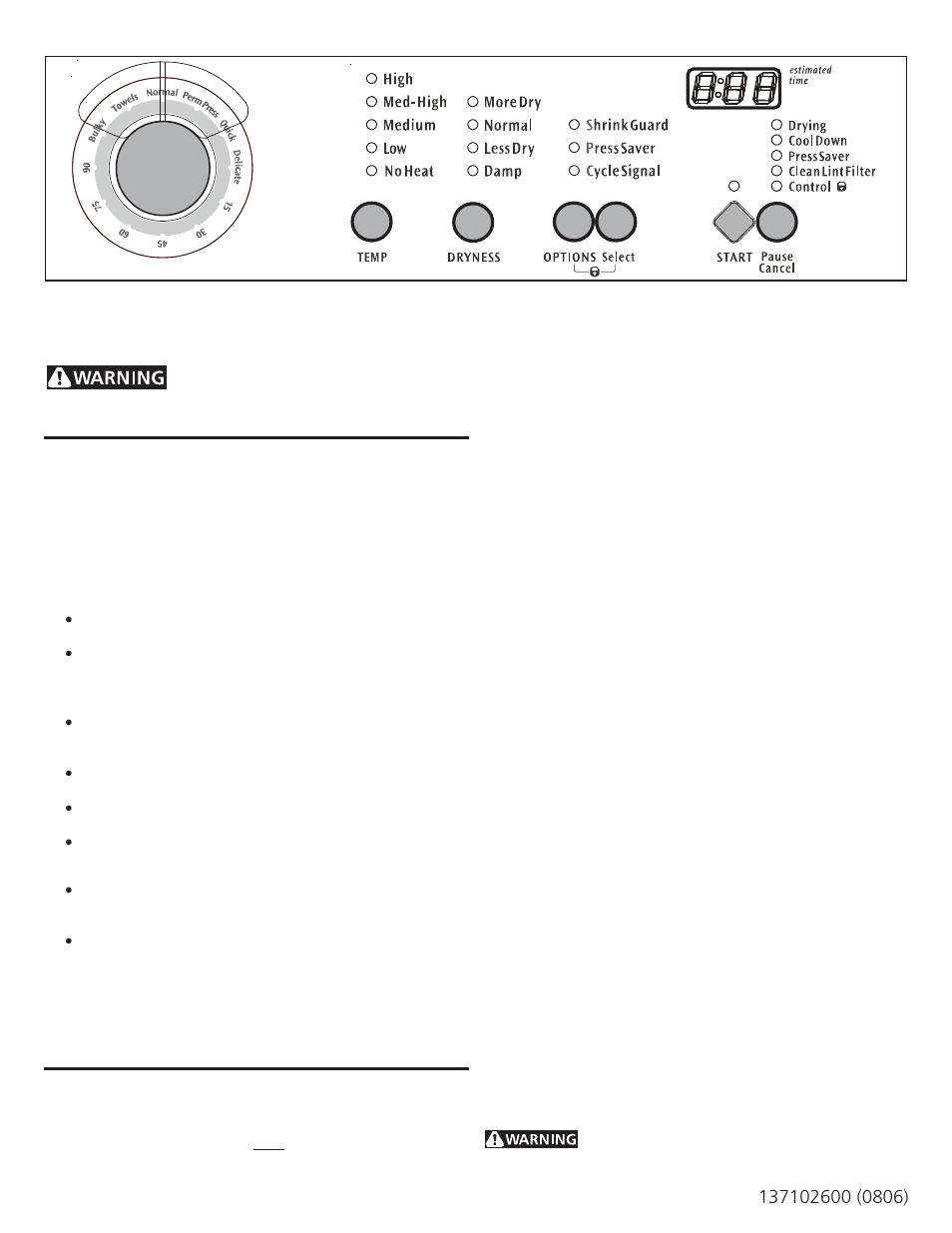 FRIGIDAIRE 137102600 User Manual | 8 pages