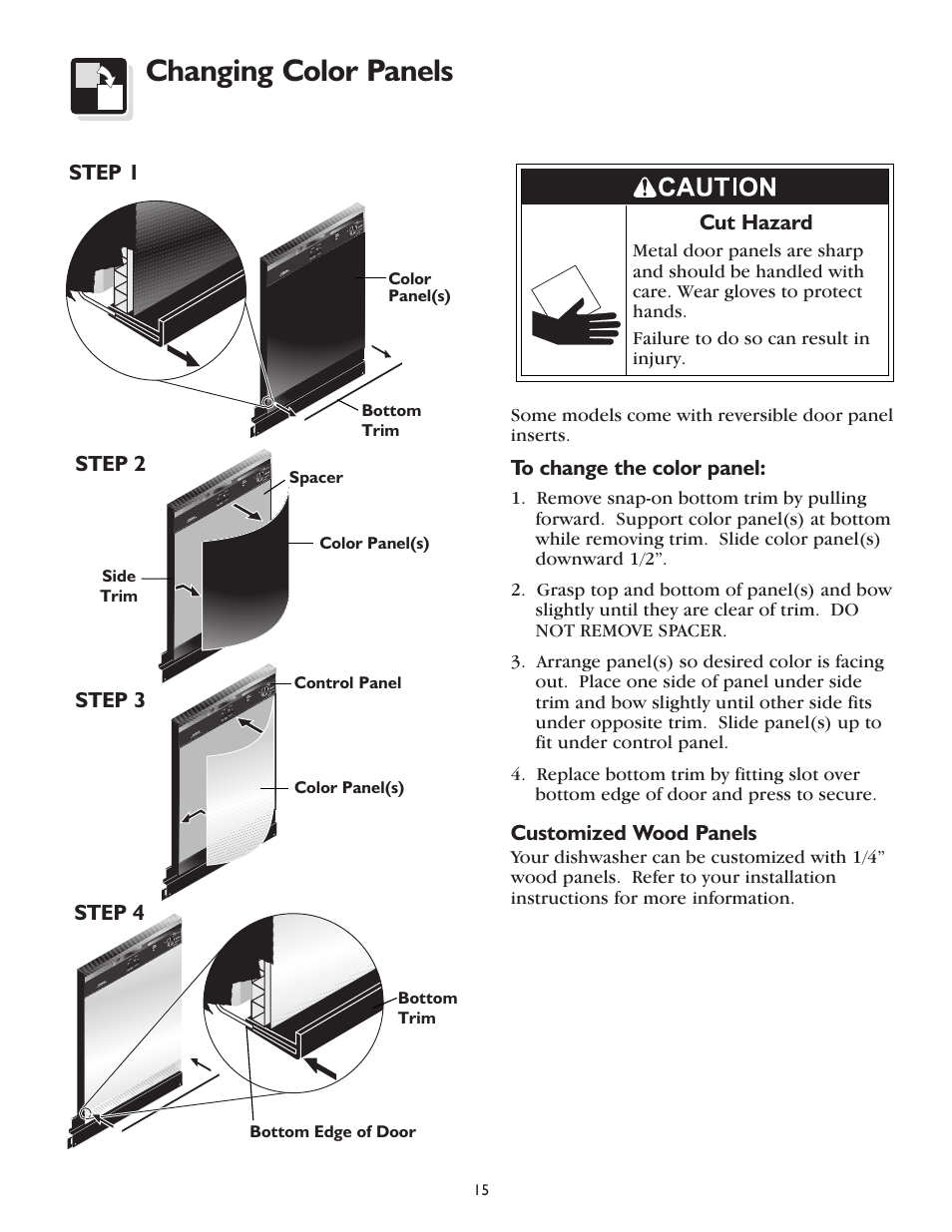 Changing color panels | FRIGIDAIRE 400 User Manual | Page 15 / 20