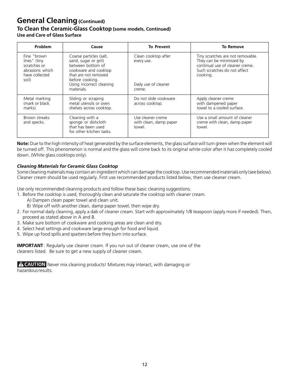 General cleaning | FRIGIDAIRE 318200563 User Manual | Page 12 / 17