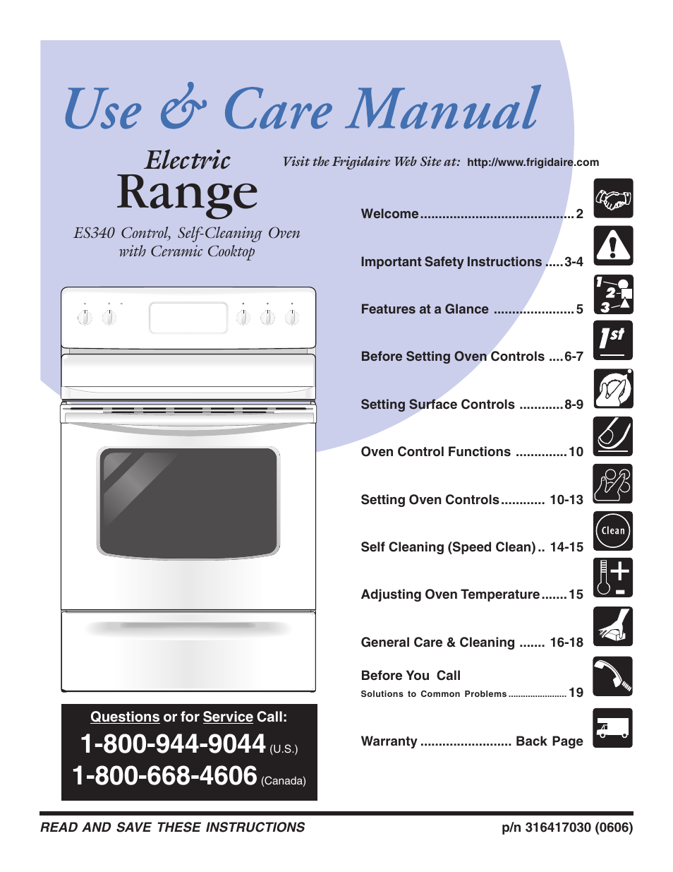 FRIGIDAIRE 316417030 User Manual | 20 pages