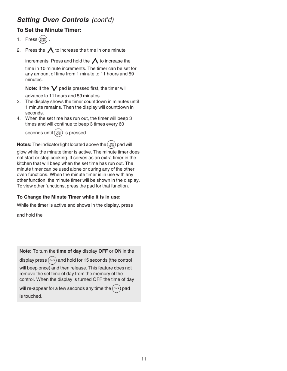 Setting oven controls (cont’d) | FRIGIDAIRE 316417030 User Manual | Page 11 / 20