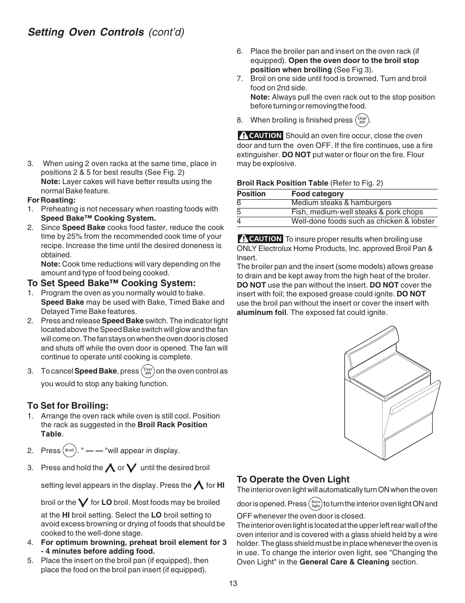 Setting oven controls (cont’d) | FRIGIDAIRE 316417030 User Manual | Page 13 / 20