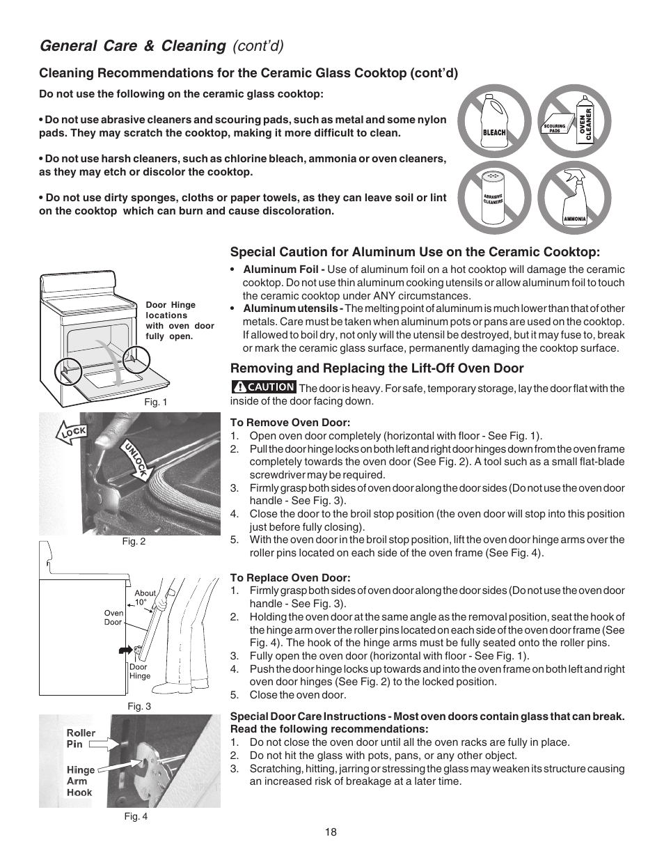 General care & cleaning (cont’d) | FRIGIDAIRE 316417030 User Manual | Page 18 / 20