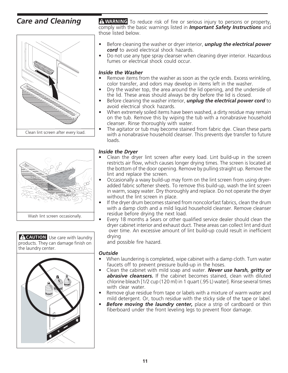 Care and cleaning | FRIGIDAIRE 137232600A User Manual | Page 11 / 15