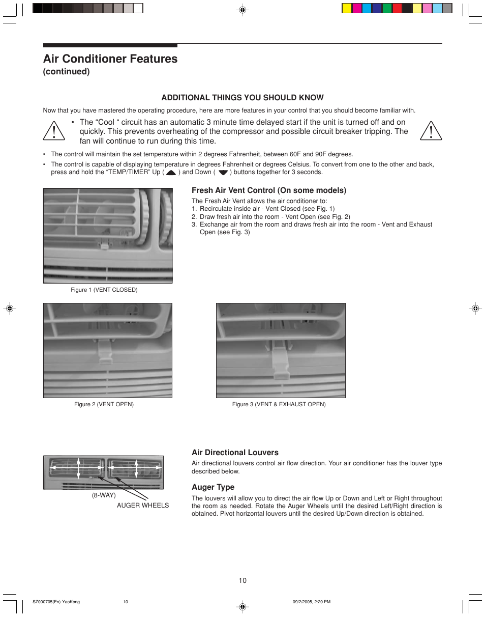 Air conditioner features | FRIGIDAIRE 220201d052 User Manual | Page 10 / 12