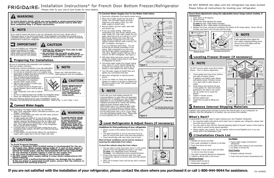 FRIGIDAIRE 242046901 User Manual | 1 page