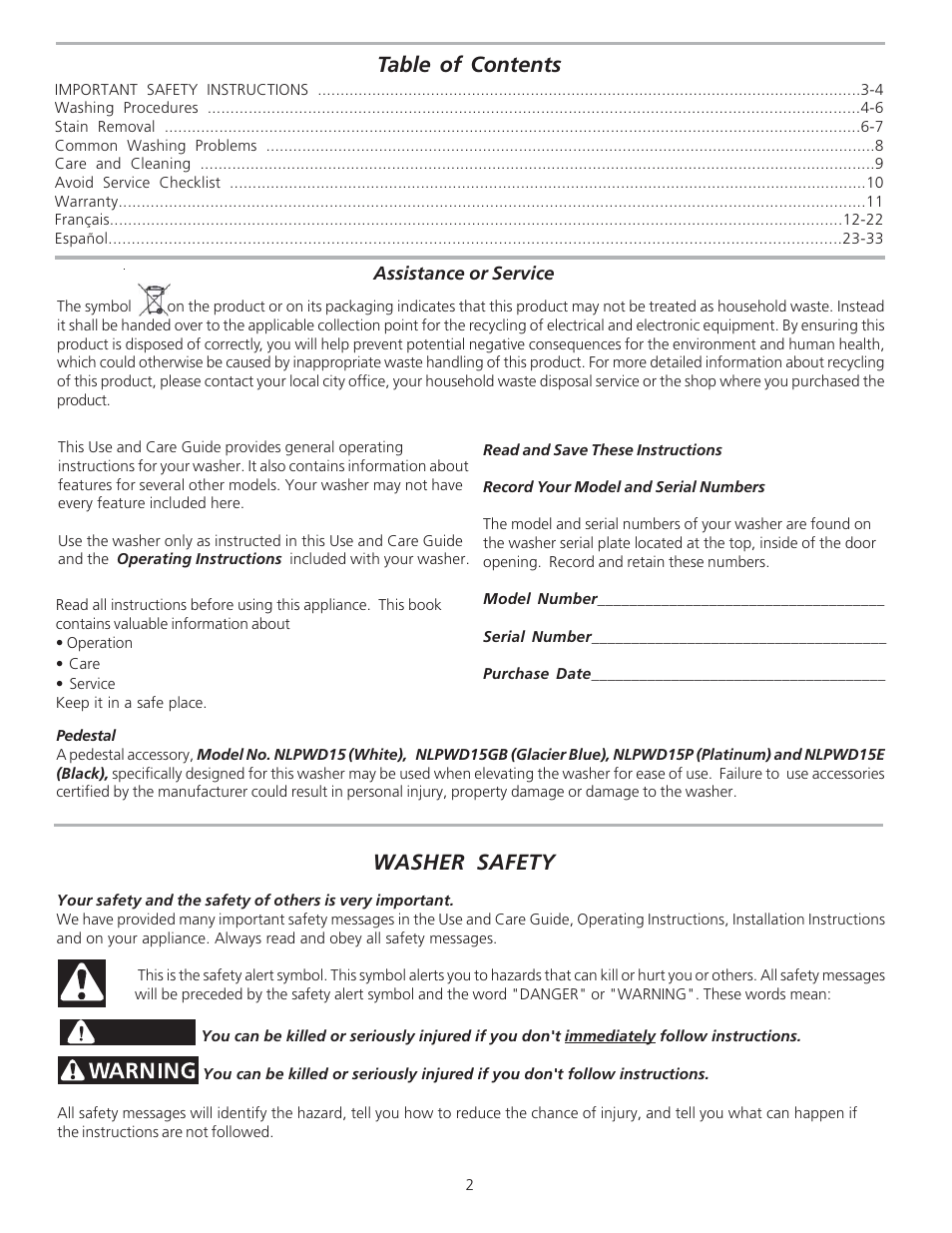 FRIGIDAIRE 134922600 User Manual | Page 2 / 11