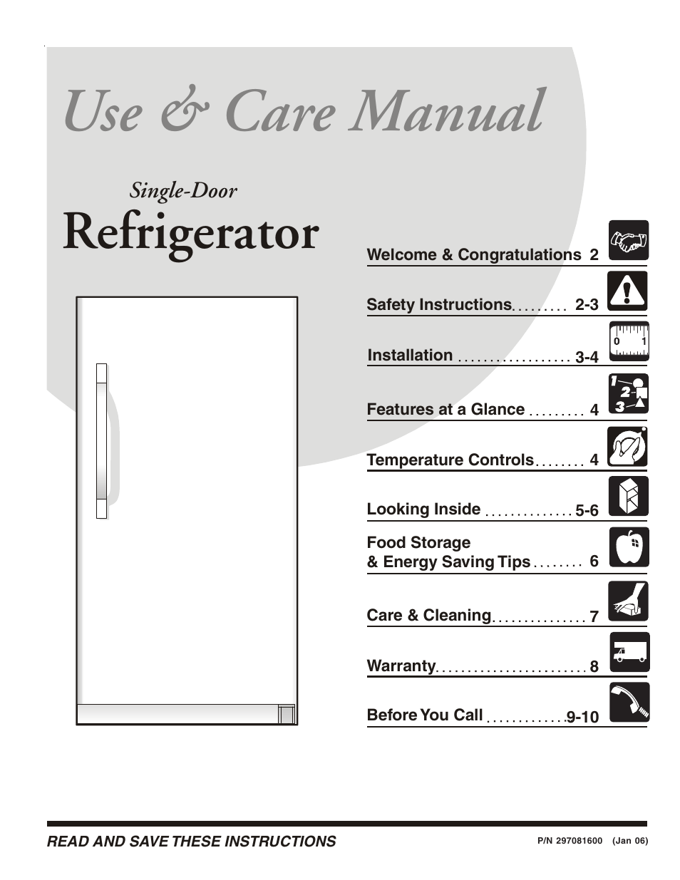 FRIGIDAIRE 297081600 User Manual | 10 pages