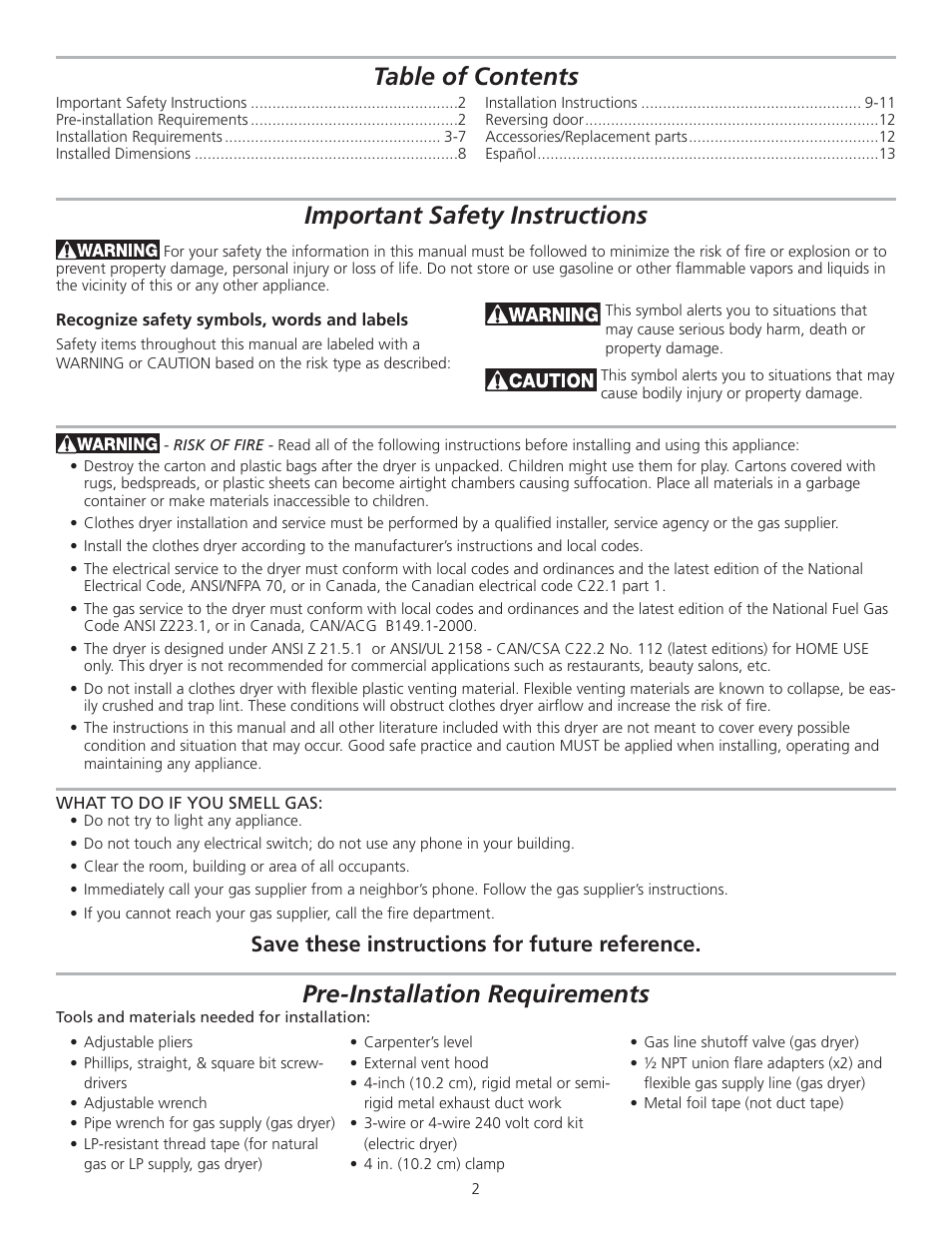FRIGIDAIRE 137153400A User Manual | Page 2 / 24